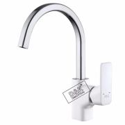Смеситель для раковины D&K DA1432416 однорычажный белая эмаль + хром
