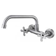 Смеситель для раковины Fmark FS8503 двухручковый, верхний излив, нержавеющая сталь