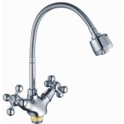 Смеситель для раковины CRON CN4319-3 двухручковый, силумин, гибкий излив