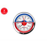 Термо-манометр 80мм, аксиального подключения 1/4«;1/2», 16 бар, 120°С, с авто. запорным клапаном VALFEX